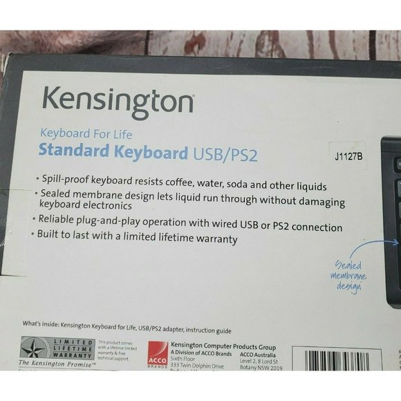 Kensington Black Spill Proof Built To Last Standard Keyboard For Life USB/PS2 - Picture 12 of 12